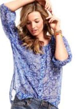 Cabi The Blues Peasant Blouse #318 Small